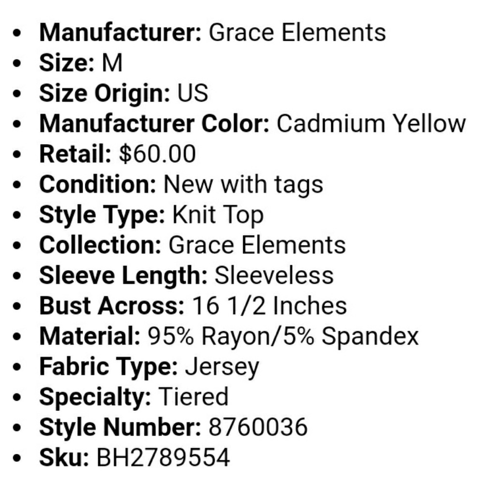 NWT GRACE ELEMENTS.   LAYERED Ruffles! Long Stretch Tank Golden Yellow $60 - Picture 3 of 3